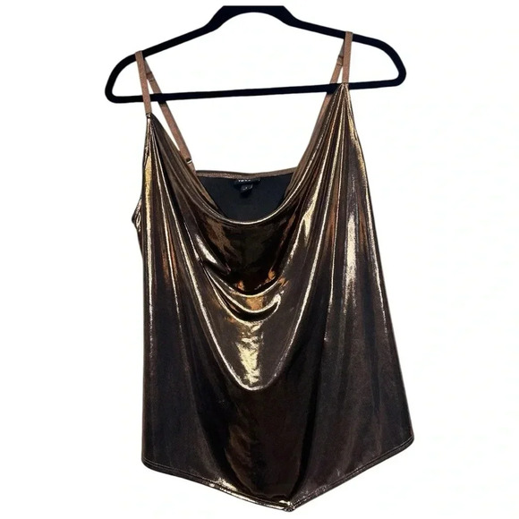 Torrid Metallic Bronze Liquid Shine Chic Trendy Cowl Cami Adjustable Straps s 1 - Picture 5 of 8